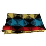 Vintage Wool Blanket Diamond Pattern Mid Century Retro 185x145cm - Preloved