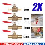 2* Brass Ball Valve 6mm 8mm 10mm 12mm Hose Barb Water/Air Gas Fuel Line Shut-off