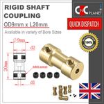 Rigid Shaft Coupling Coupler Motor Joint Connector RC Boat Metal Brass Finish UK