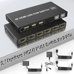 Dual Monitor HDMI KVM Switch 2 Computers 4K 60Hz, Extended Display HDMI KVM