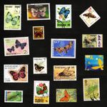 BUTTERFLIES AND INSECTS- 16 STAMPS ALL DIFFERENT. FREE UK POST
