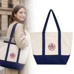 Large Trader Joe’s Canvas Tote Shopping Bag Shoulder Bags Blue