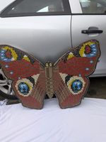 A Large Wall Mounted Decorative Mosaic Butterfly On Plywood