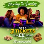 3x Cineworld Cinema Tickets For £11: Valid Monday To Sunday ~ Read Description