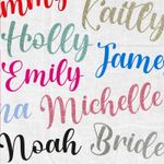 Personalised Iron On Names Script Font Glitter Matte Custom Heat Transfer Vinyl