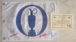 Open Champions Hand signed Golf Pin Flag Faldo Els Stenson Lehman with COA 