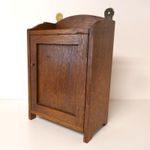 Small Antique Oak Smokers Wall Cabinet. Arts and Crafts Edwardian