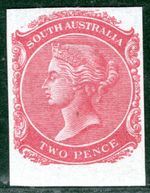 SOUTH AUSTRALIA QV Stamp 2d Claret/Blued Paper (1868) COLOUR TRIAL Mint LBLUE29
