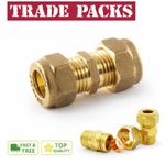 8MM 10MM 15MM 22MM 28M COMPRESSION COUPLING FITTINGS PLUMBING COPPER PIPE UK