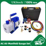 3.5CFM 1/3HP Vacuum Pump HVAC Refrigeration R134A Adapter Pressure Gauge A/C