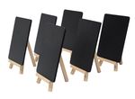 TABLE TOP BLACKBOARDS - A6 SIZE - x 6 - ON 15cm WOODEN EASELS+ A FREE PEN (FX)