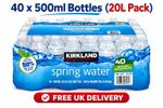 Kirkland Signature Spring Water 40 x 500ml Bottled Water Multipack 20L Pack UK