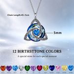 2027 Birthstone Celtic Trinity Witch Knot Necklace Women Pendant Jewelry