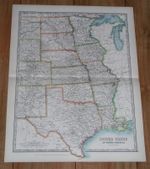1907 ANTIQUE MAP  OF CENTRAL USA TEXAS OKLAHOMA COLORADO LOUISIANA IOWA MISSOURI