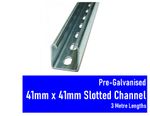 PRE-GALVANISED UNISTRUT SLOTTED CHANNEL 41MM X 41MM X 2.5MM 3 METRE LENGTH