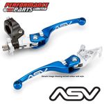 ASV F4 Short Blue Brake + Clutch Lever Kit Std Perch Yamaha YFZ450 R / SE 2012