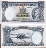 New Zealand. Five Pounds (1960-67) (WPM 160d) L6 792721 pressed Crisp VF.