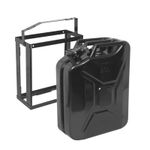 20lt Metal BLACK Jerry Can + Lockable Metal Holder fuel Carrier petrol diesel
