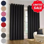 Plain Blackout Eyelet Curtains Ready Made Ring Top Thick Curtains With Tie Backs