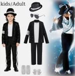 Sequin Costume Set Michael Jackson Cosplay Stage Performance Outfit Adult/kids