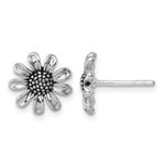 Real 925 Sterling Silver Polished 11mm Sunflower Post Earrings Nature Textured