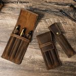Vintage Genuine Leather Hard Fountain Pen Case Box Stationery Storage Pouch Gift