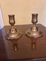 Pair of French squat brass tulip candlesticks Probably 18th C.