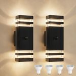 YOVGQOLV PIR Motion Sensor Lights Outdoor Up Down Front Door Black 2 Pack