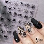 Halloween Nail Stickers 5D Black Spider Web Design Self Adhesive Decals