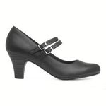 Lilley Womens Shoes Black Adults Ladies Court Heels Buckle Heeled SIZE