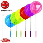 Extendable Fishing Net Mesh Kids Telescopic Handle Butterfly Bugs Catching 1-6Pk