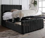OTTOMAN STORAGE  BED PANEL PLUSH VELVET UPHOLSTERED BED FRAME- WINGED HEADBOARD