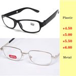Trendy Men Women's Reading Glasses Metal / Plastic Frame +4.5 +5.0 +5.5 +6.0