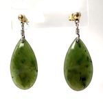 Vintage Nephrite Jade Earrings 925 Silver Stud Dangle Earrings Jadeite Drop
