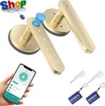 Fingerprint Door Lock, 5 in 1 Smart Door Knob with Smart APP/IC Cards/Password/B