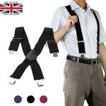Heavy Duty Work Trouser Braces 50mm Highly Elasticated Unisex Suspenders Black