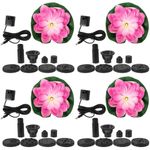 4Sets Reusable Outdoor Floating Lotus Pond Fountain USB Powered Garden Decor