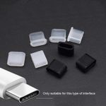 Cable Dust Cover Cap Silicone & PE USB Type-c Male Protection Sleeve Clear Black