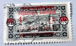 LEBANON POSTAGE STAMP : CIRCA 1928 : 4 Pia : OLIVE BLACK  .