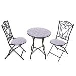 Bistro Set Mosaic Tile Folding Table 2pcs Chairs Outdoor Garden Furniture Metal