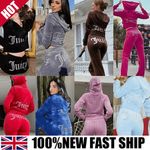 Ladies Y2K Juicy Logo Couture Tracksuit 2-piece Set Sport Suit Velvet Jogging