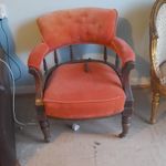 Upholstered Wooden Accent Chair With Arms Orange Padded Seat 65x70x80cm