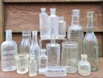 15x Antique Chemist Bottles Vintage Apothecary Glass Pharmacy Wedding Craft 1940