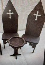 2 tudor handmade dollshouse chairs & table