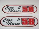 Marco Simoncelli 58 "ciao marco" bike sticker decals  X 2 stickers 10cm x 3.5cm