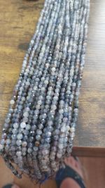 Natural Iolite With Rutilated Quartz Mix Beads 4mm