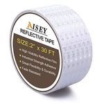 2" X 30ft Reflective Tape White Outdoor High Vis Conspicuity Safety Tape, Reflec