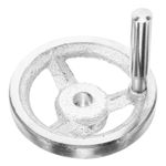 Machine Hand Wheel with Revolving Knob Carbon Steel Silver Crank Handle