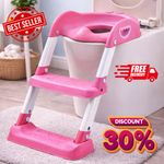 Toddler Toilet Training Seat Ladder Pink Foldable Potty Trainer Non-Slip Step