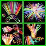 100PCS 8" GLOW STICKS BRACELETS NECKLACES PARTY FAVORS NEON COLOR +CONNECTOR